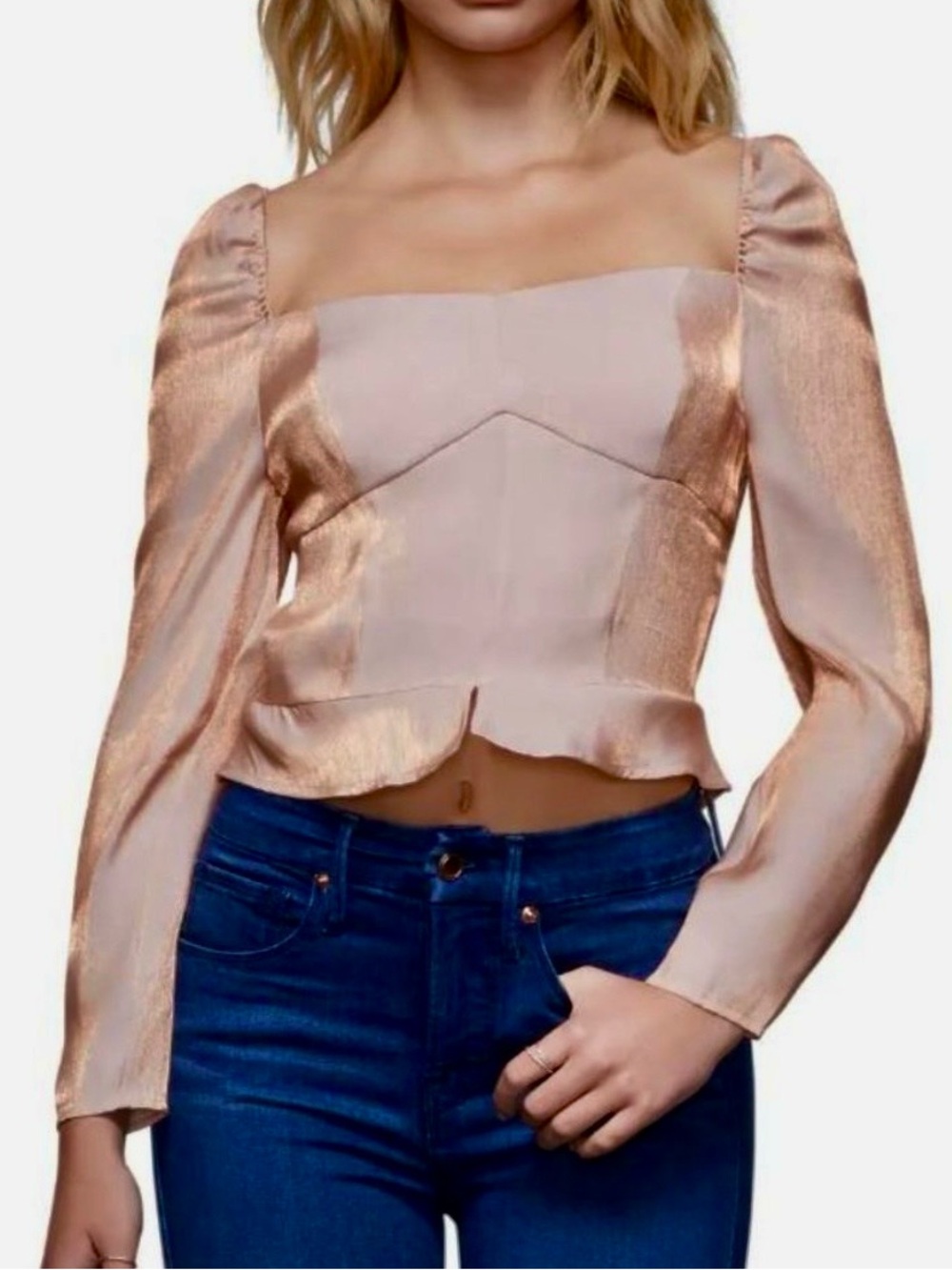 Good American Too Tempted Metallic Corset Top